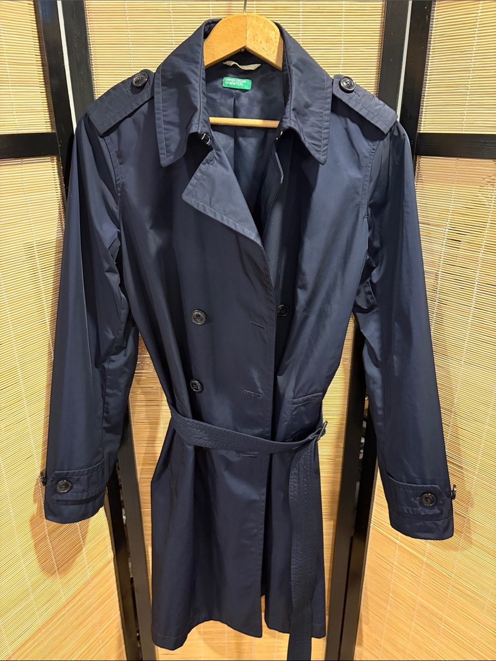United Colors Of Benetton Navy Double-Breasted Trench Coat
